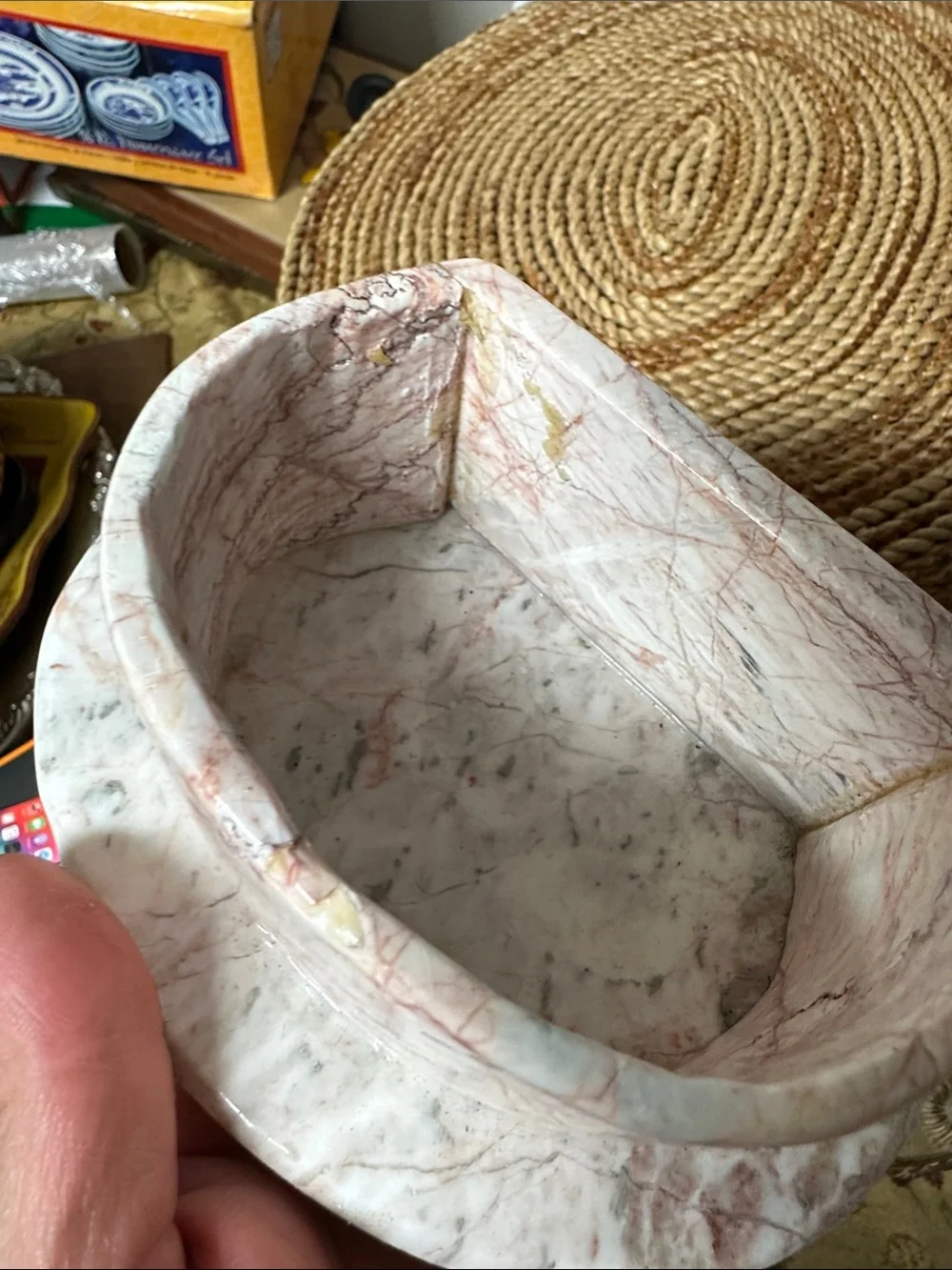 Marble Covered Serving Dish - Pink Marble Finish
